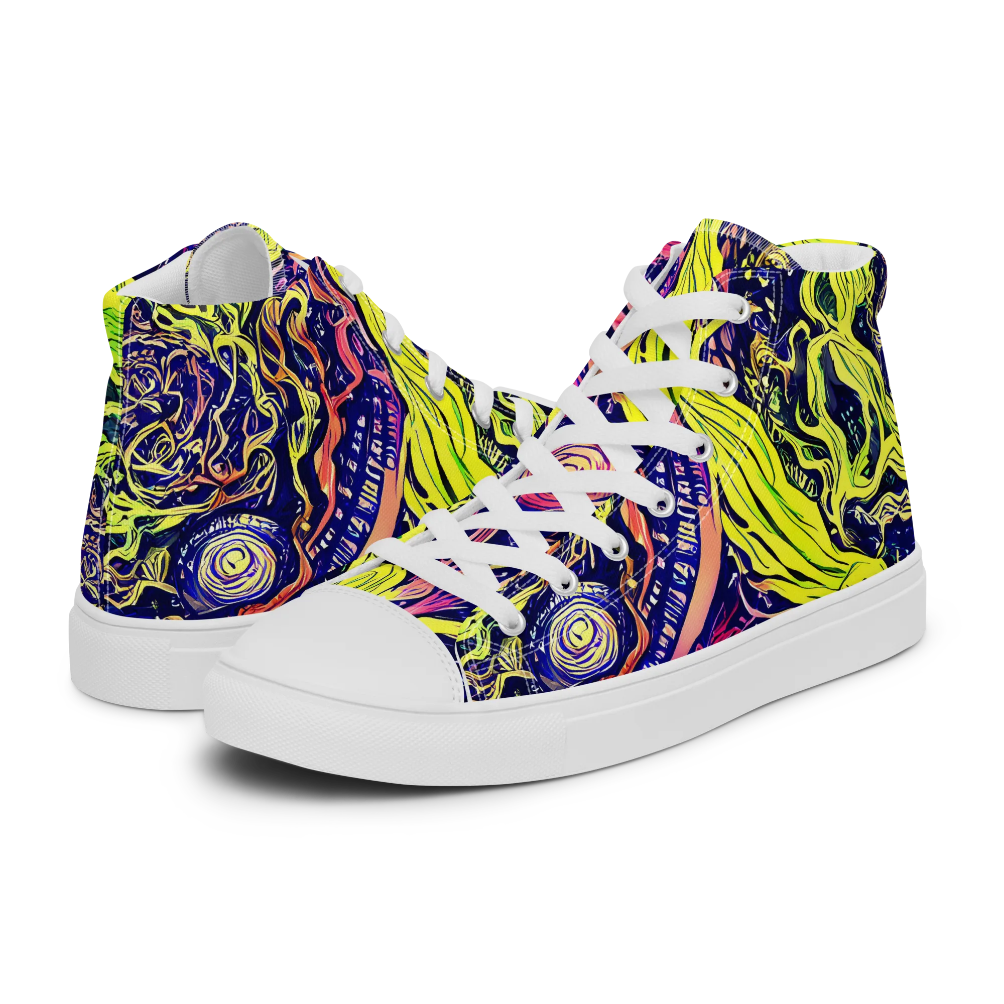 Psychedelic Herbarium on Women's High Top Canvas Shoes — Left