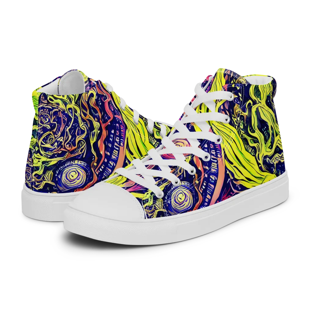 Psychedelic Herbarium on Women's High Top Canvas Shoes — Left