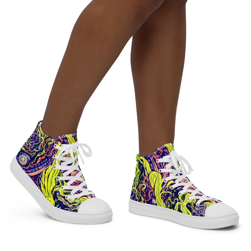 Psychedelic Herbarium on Women's High Top Canvas Shoes — Right