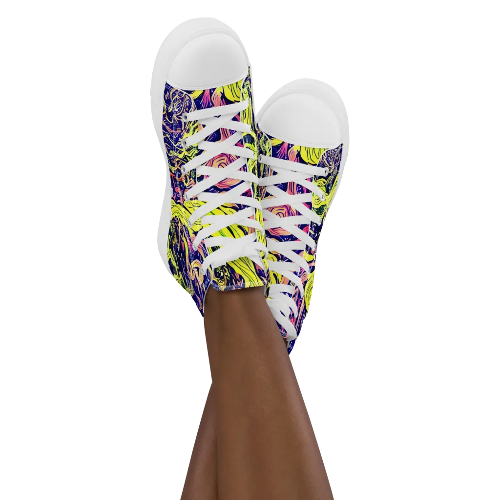 Psychedelic Herbarium on Women's High Top Canvas Shoes — Front