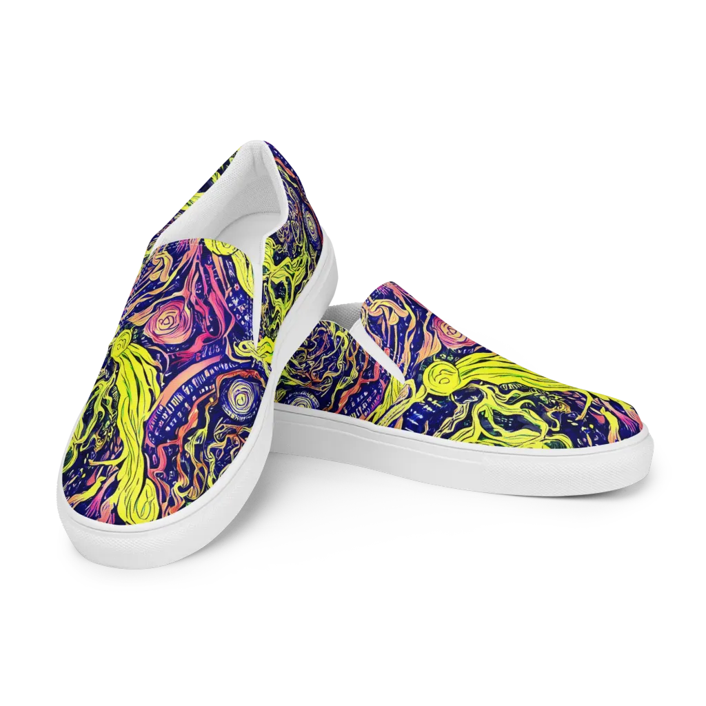 Psychedelic Herbarium on Men's Slip-On Canvas Shoes — Left Front