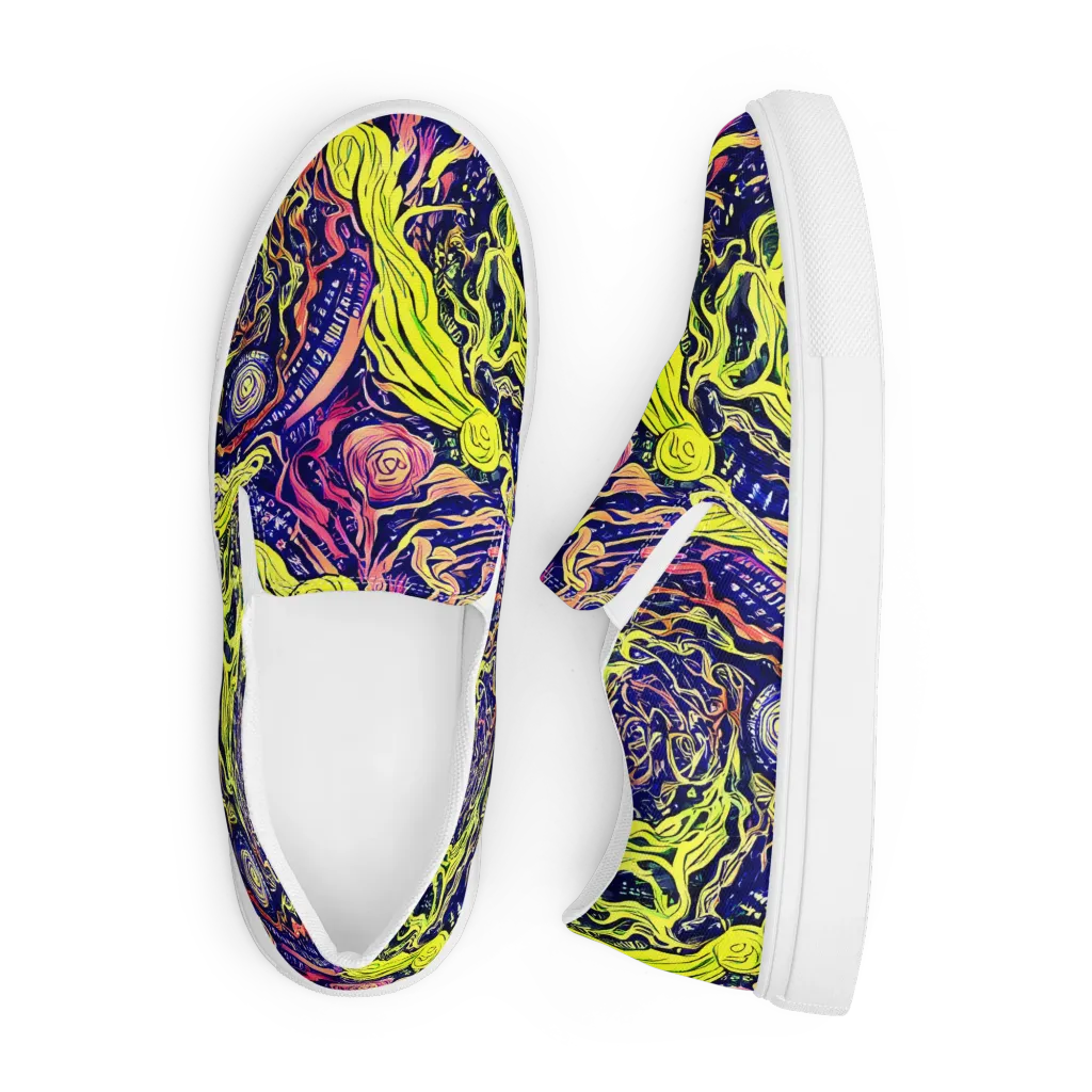 Psychedelic Herbarium on Men's Slip-On Canvas Shoes — Front
