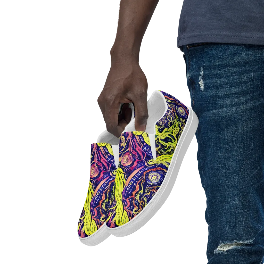 Psychedelic Herbarium on Men's Slip-On Canvas Shoes — Left Front