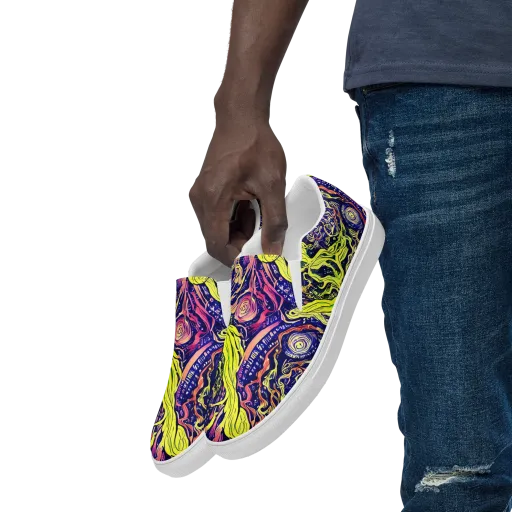 Psychedelic Herbarium on a Men's Slip-On Canvas Shoes