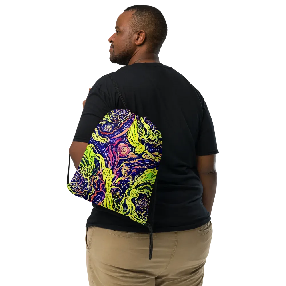 Psychedelic Herbarium on Drawstring Bag — Front