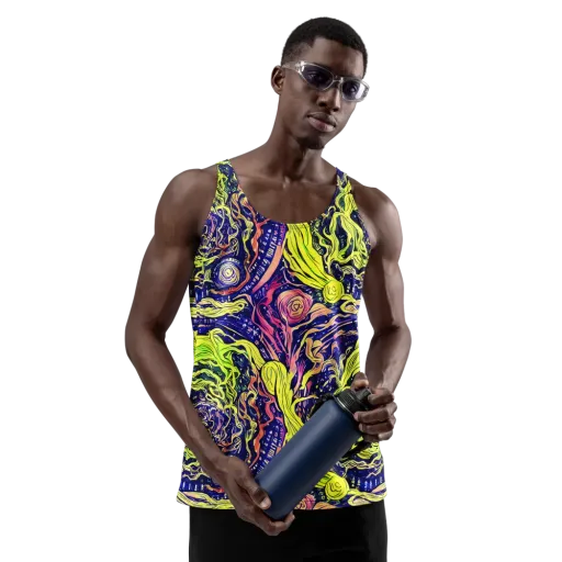 Psychedelic Herbarium on a Men's Tank Top