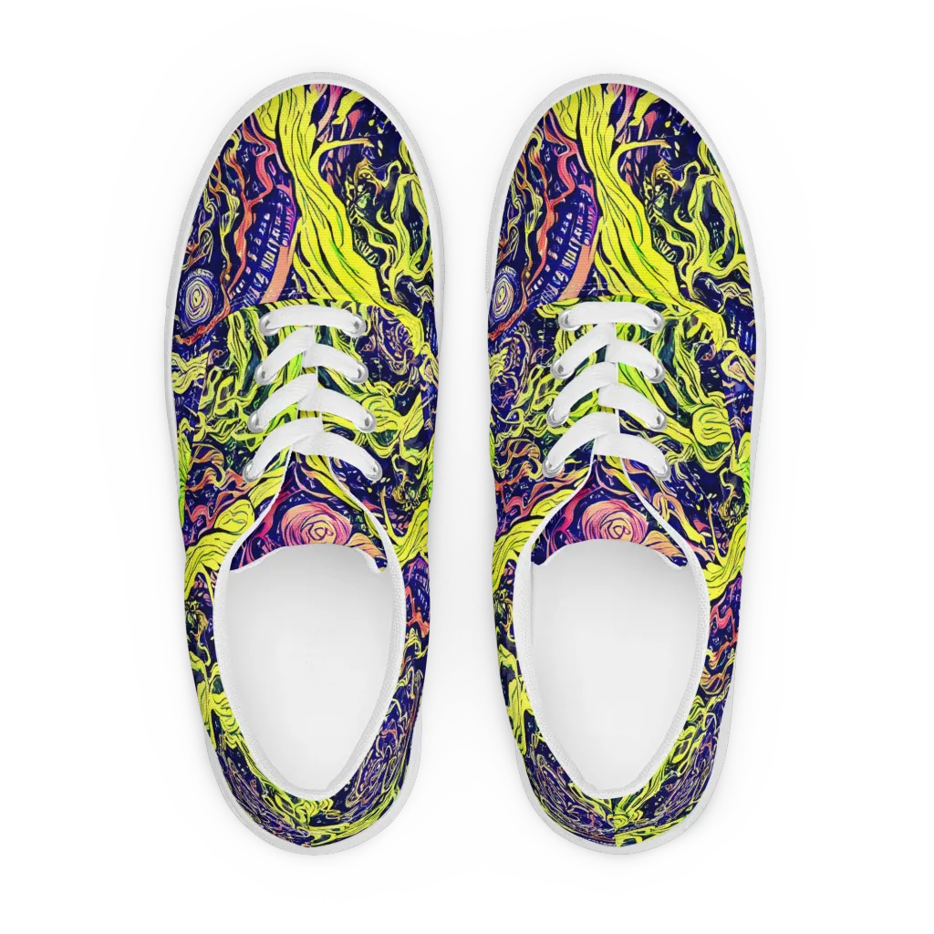 Psychedelic Herbarium on Men's Lace-Up Canvas Shoes — Front