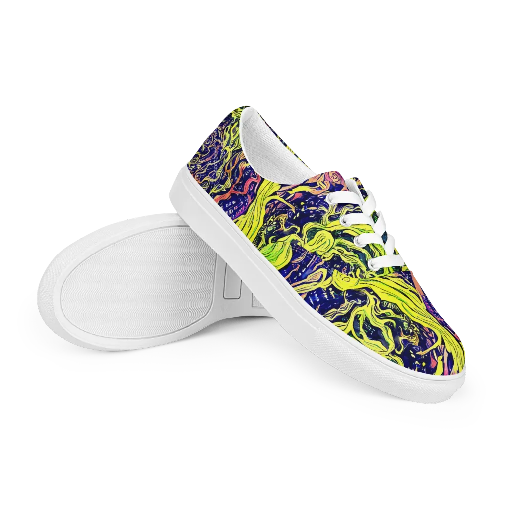 Psychedelic Herbarium on Men's Lace-Up Canvas Shoes — Right Front