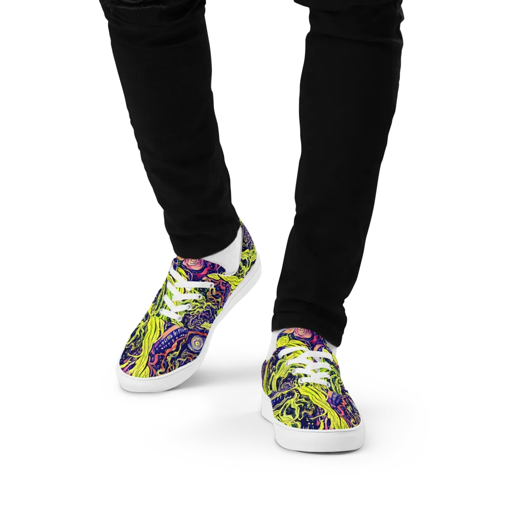 Psychedelic Herbarium on Men's Lace-Up Canvas Shoes — Front