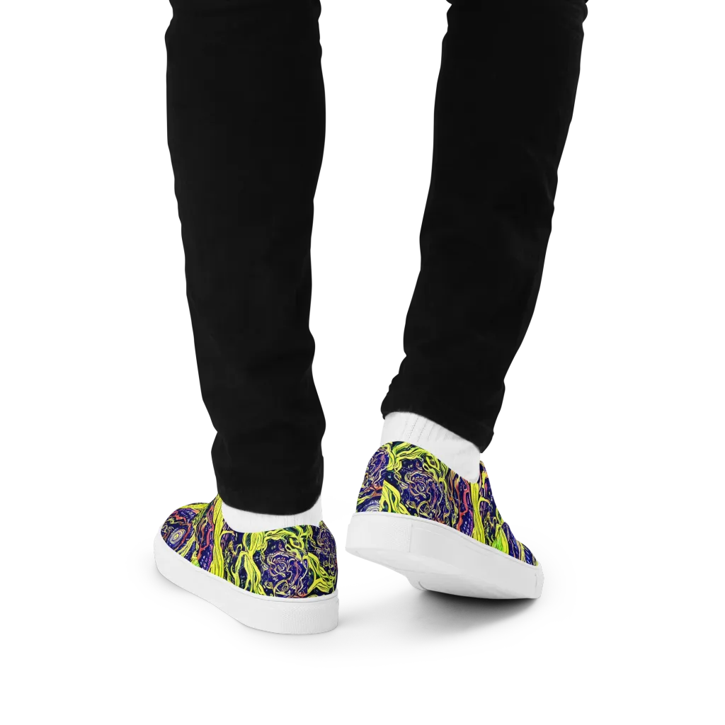 Psychedelic Herbarium on Men's Lace-Up Canvas Shoes — Back