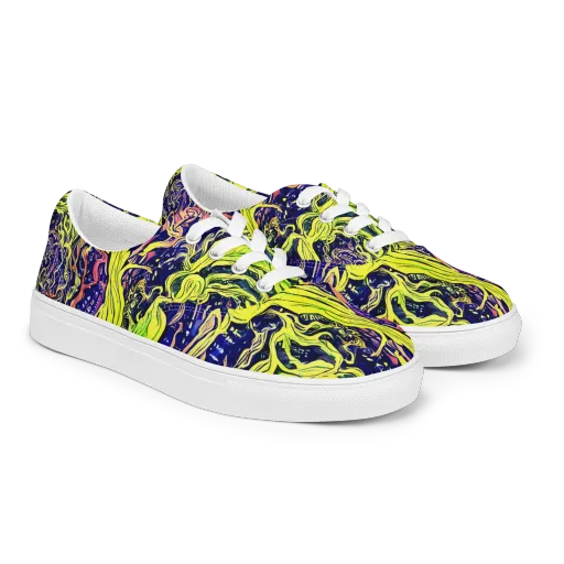 Psychedelic Herbarium on a Men's Lace-Up Canvas Shoes