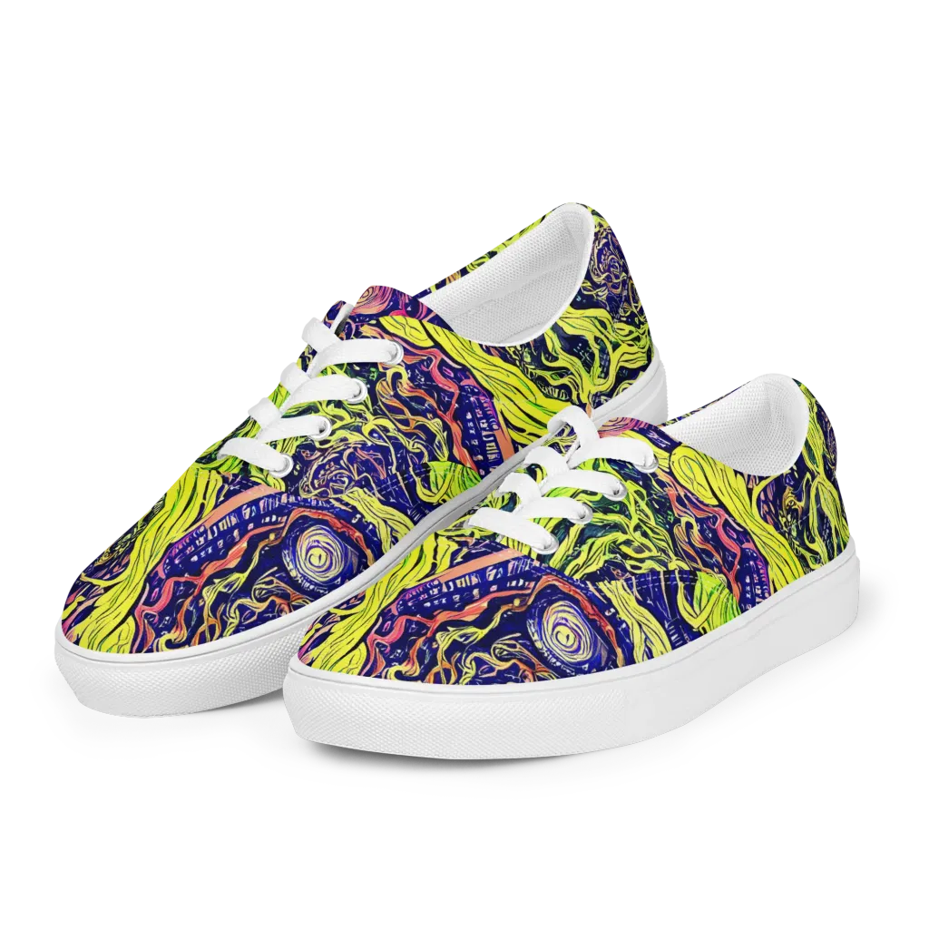 Psychedelic Herbarium on Men's Lace-Up Canvas Shoes — Left Front