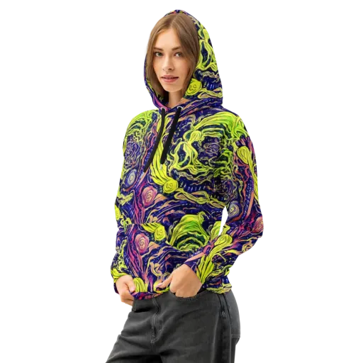 Psychedelic Herbarium on a Cotton Hoodie