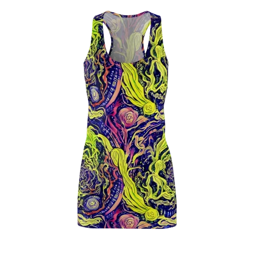Psychedelic Herbarium on a Racerback Dress