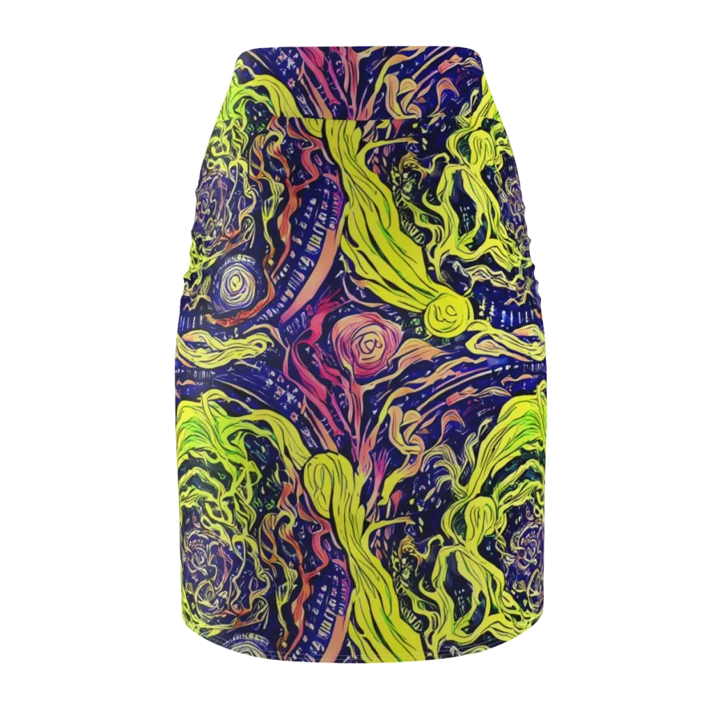 Psychedelic Herbarium on Pencil Skirt — Back