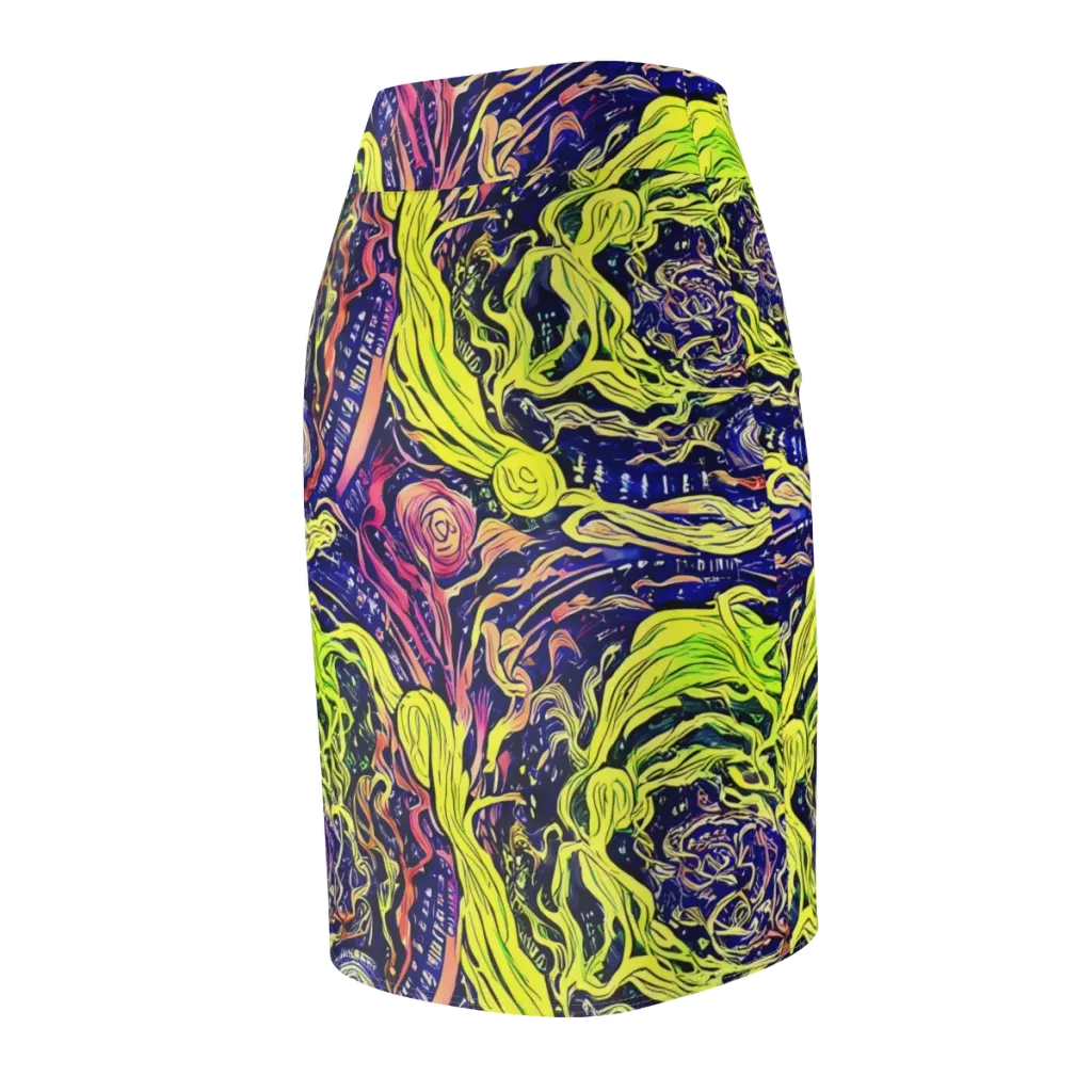 Psychedelic Herbarium on Pencil Skirt — Back Side
