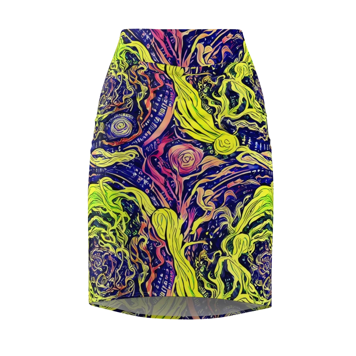 Psychedelic Herbarium on Pencil Skirt — Front