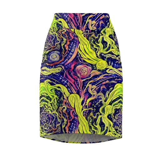 Psychedelic Herbarium on a Pencil Skirt
