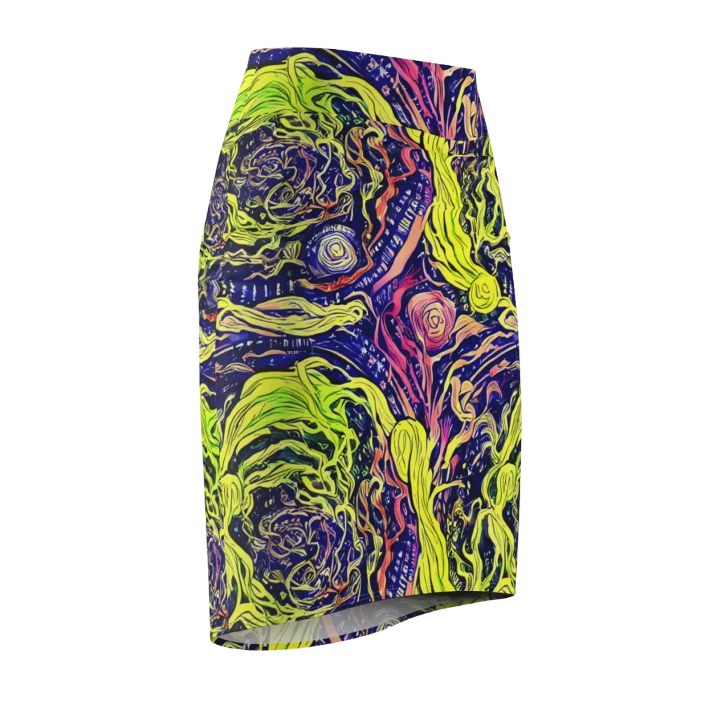 Psychedelic Herbarium on Pencil Skirt — Front Side