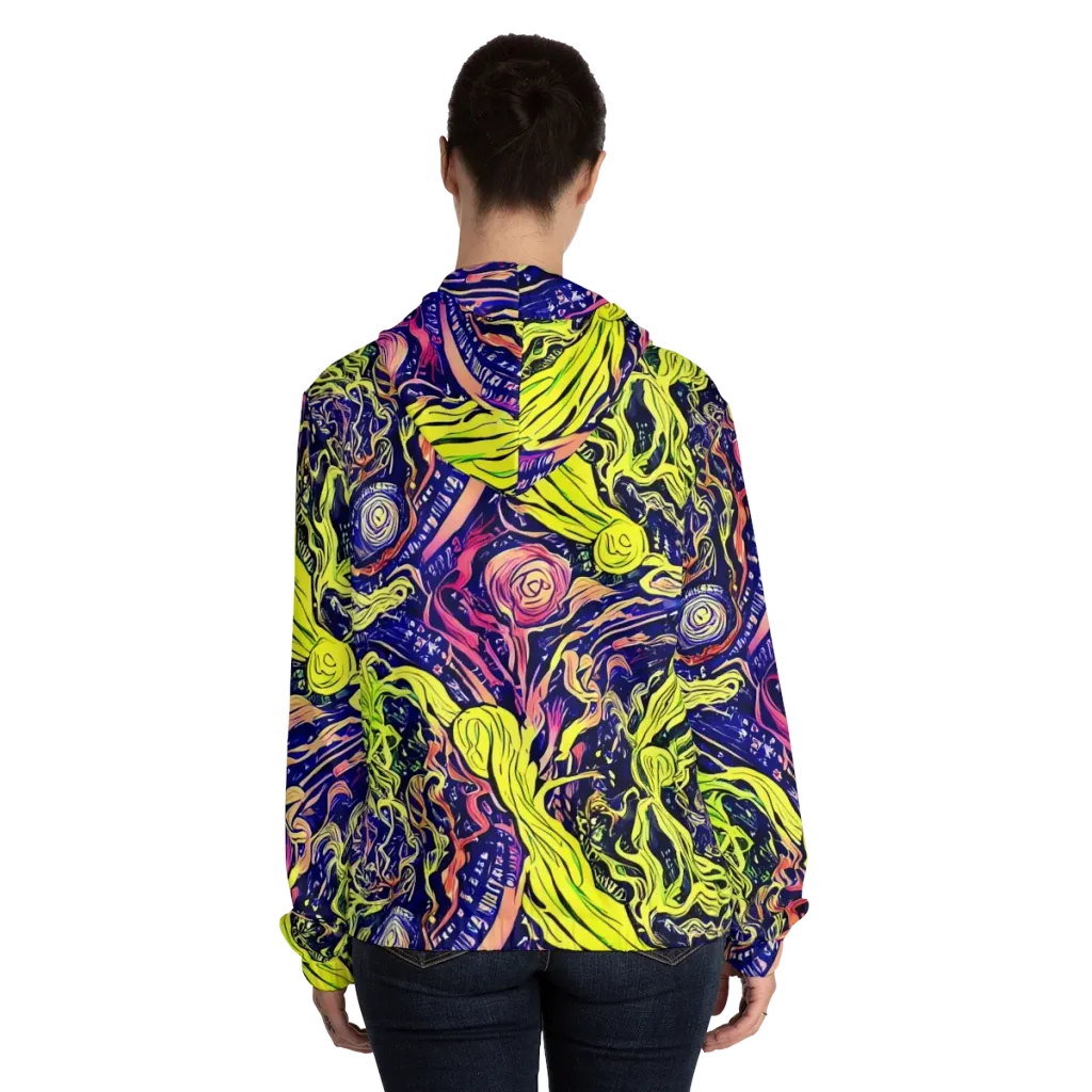 Psychedelic Herbarium on Women's Full-Zip Hoodie — Back On Person