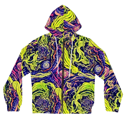 Psychedelic Herbarium on a Women's Full-Zip Hoodie