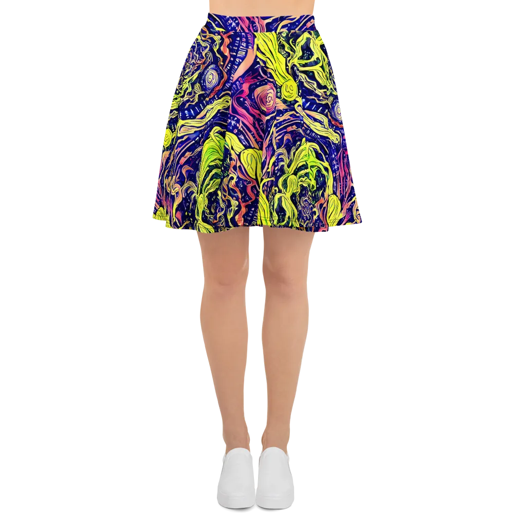 Psychedelic Herbarium on Skater Skirt — Front