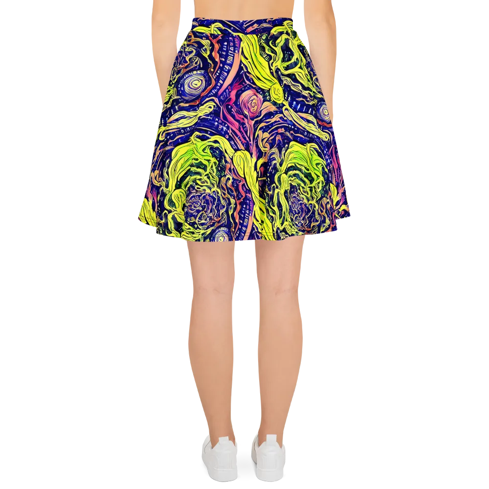 Psychedelic Herbarium on Skater Skirt — Back