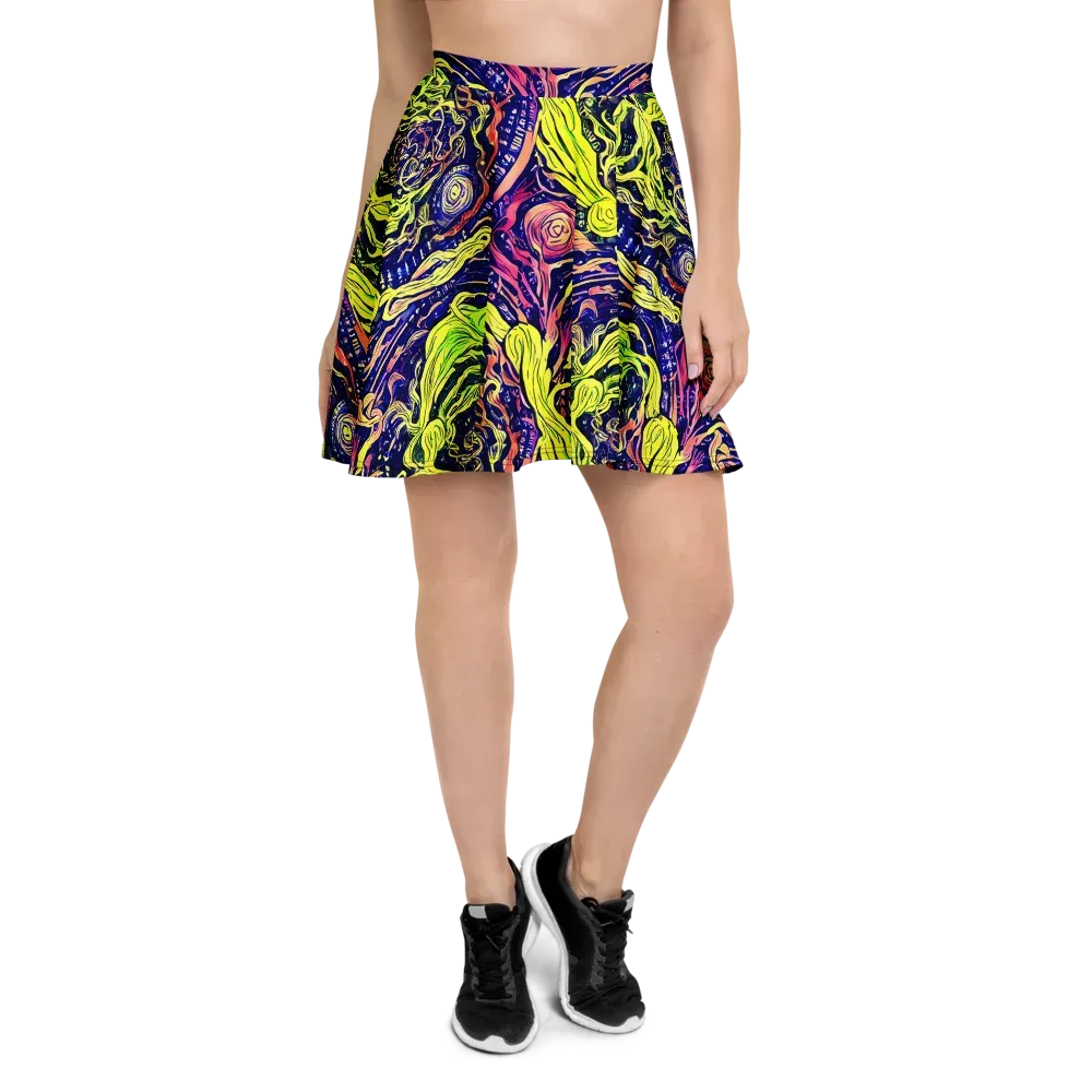 Psychedelic Herbarium on Skater Skirt — Front