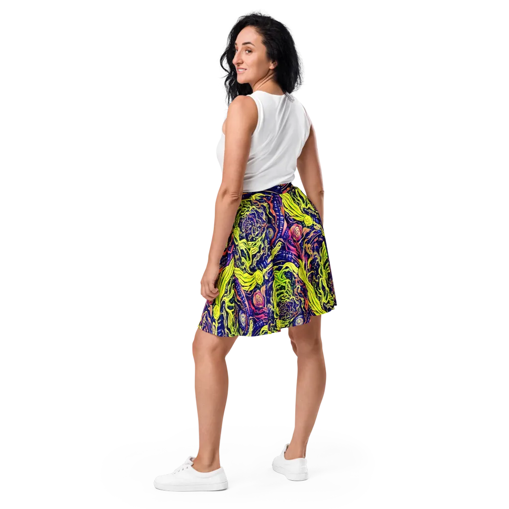 Psychedelic Herbarium on Skater Skirt — Back