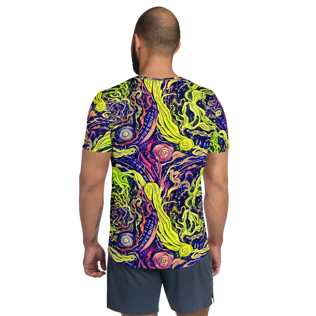 Psychedelic Herbarium on Men's Athletic T-Shirt — Back