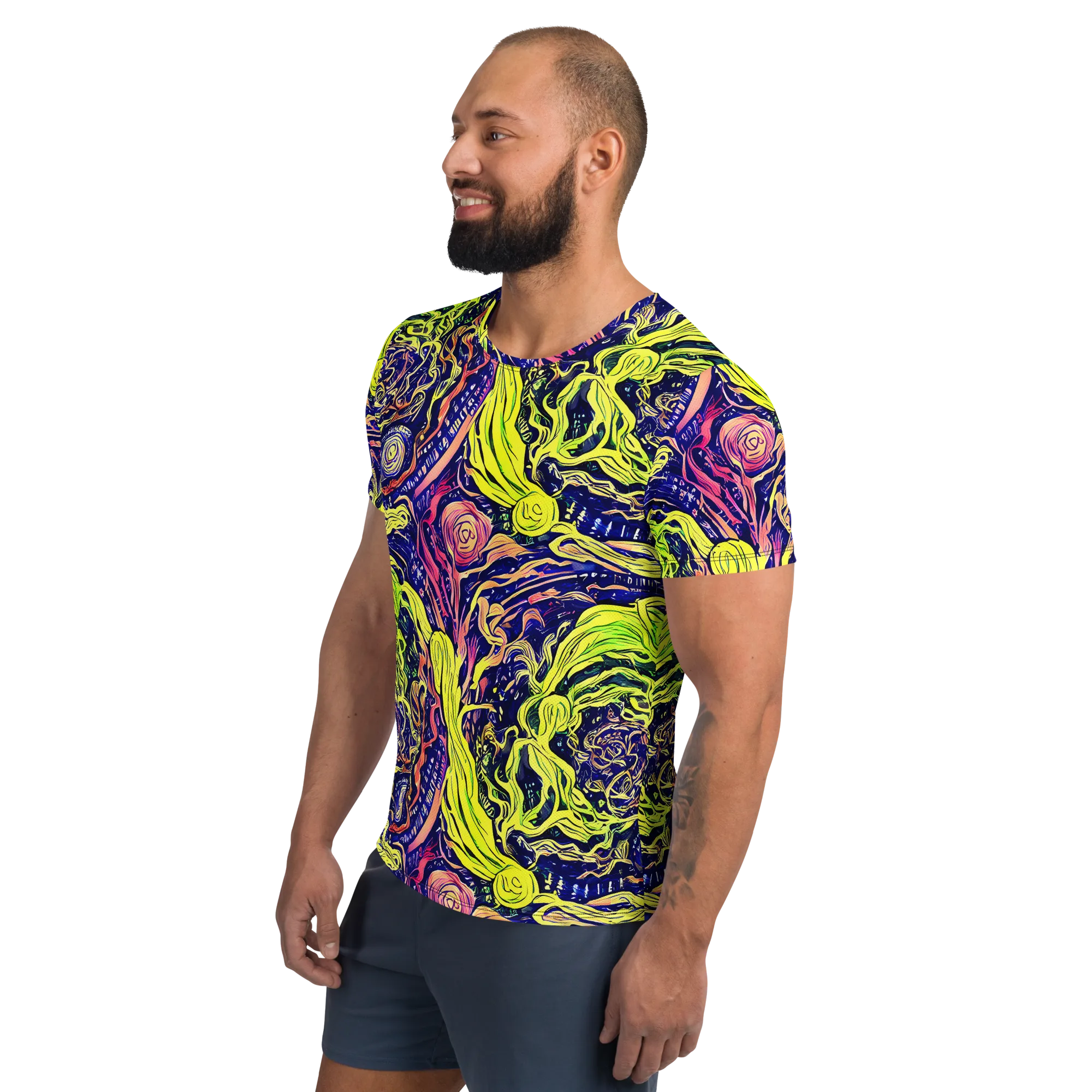 Psychedelic Herbarium on Men's Athletic T-Shirt — Left