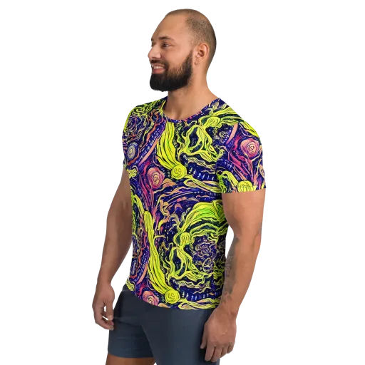 Psychedelic Herbarium on a Men's Athletic T-Shirt