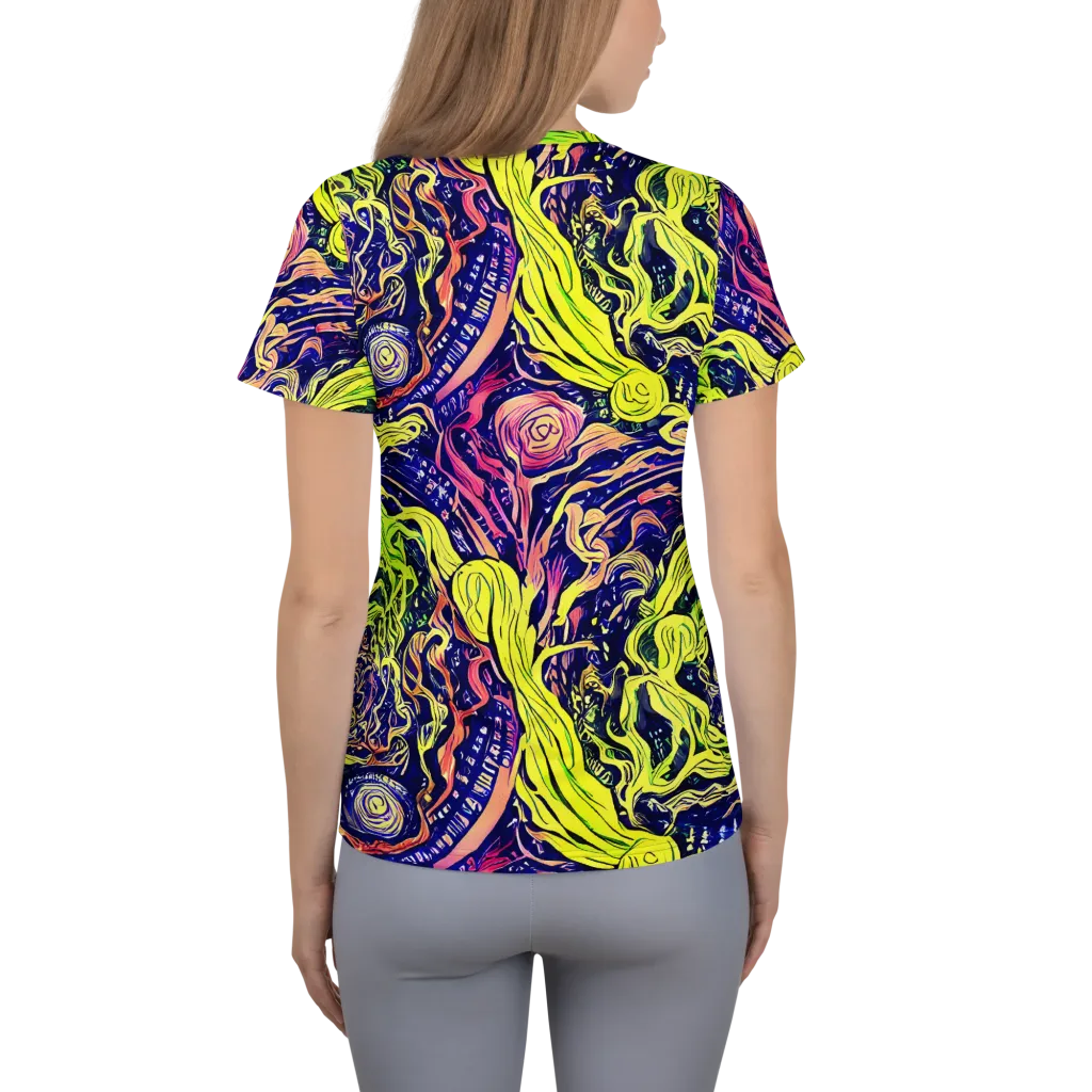 Psychedelic Herbarium on Women's Athletic T-Shirt — Back