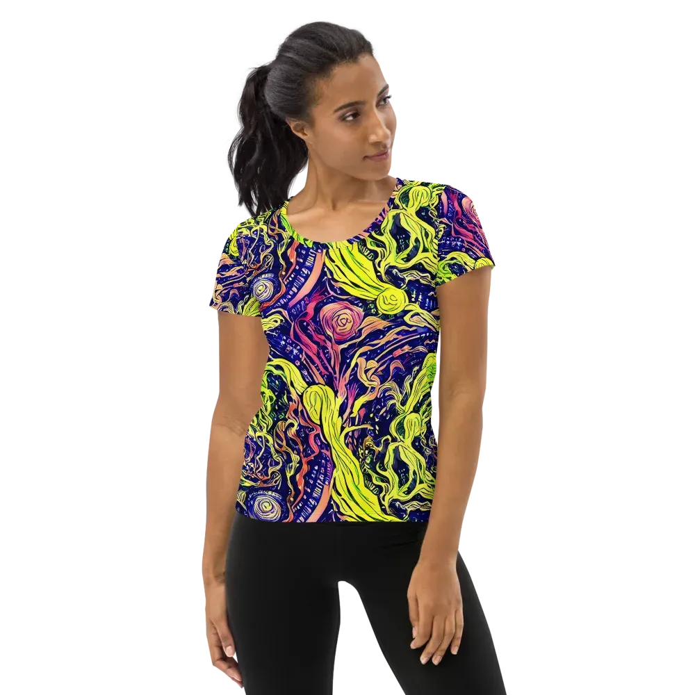 Psychedelic Herbarium on Women's Athletic T-Shirt — Front