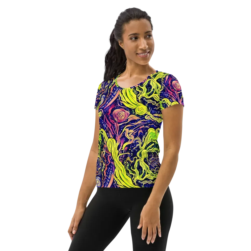 Psychedelic Herbarium on Women's Athletic T-Shirt — Left