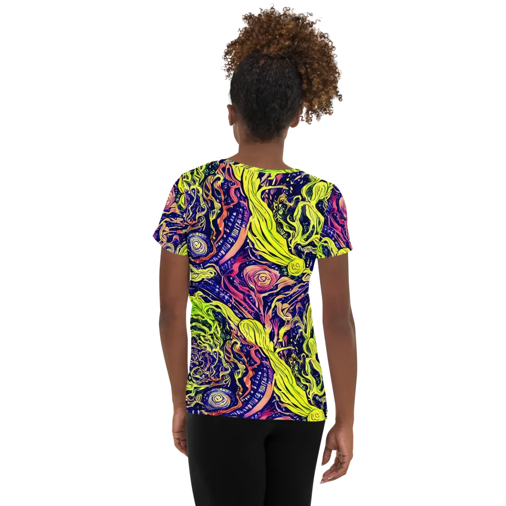 Psychedelic Herbarium on Women's Athletic T-Shirt — Back