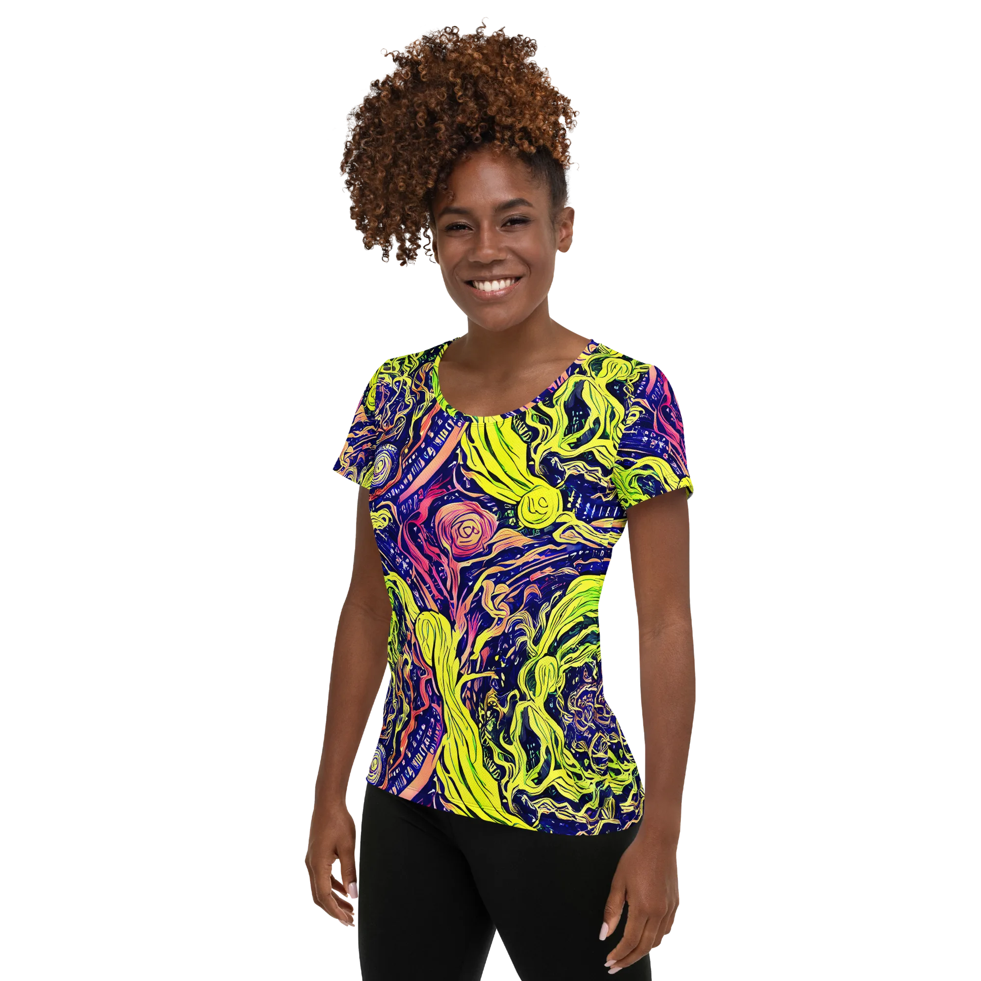 Psychedelic Herbarium on Women's Athletic T-Shirt — Left
