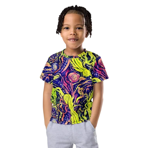 Psychedelic Herbarium on a Kids Crew Neck T-Shirt