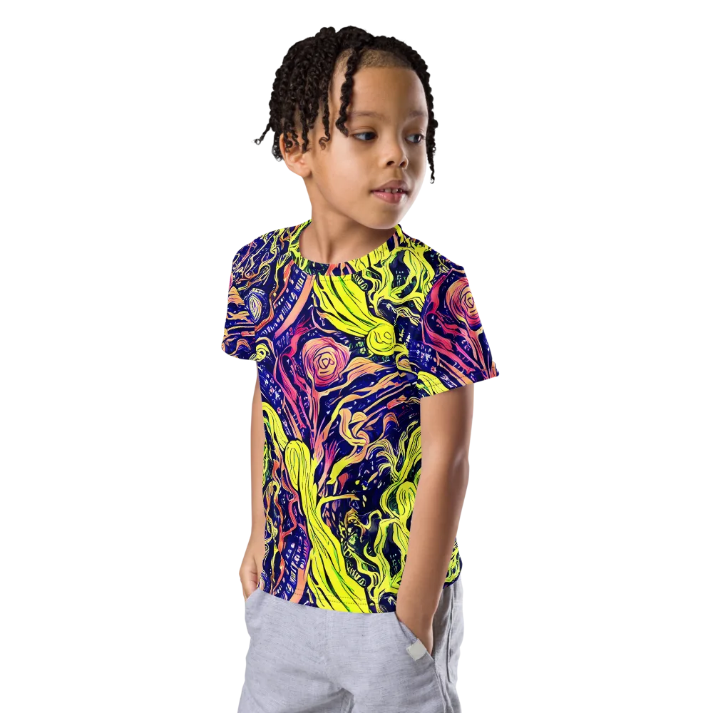 Psychedelic Herbarium on Kids Crew Neck T-Shirt — Left Front