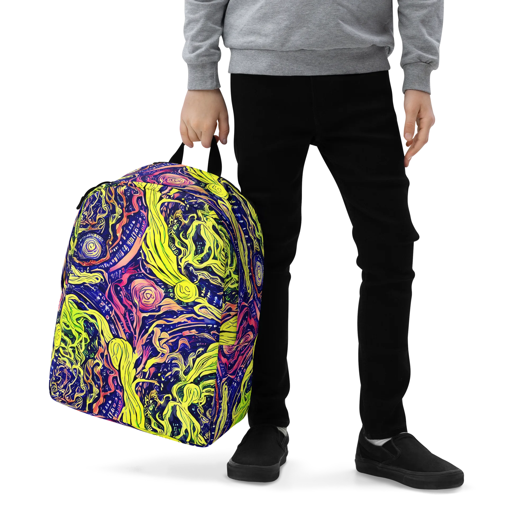 Psychedelic Herbarium on Minimalist Backpack — Zoomed-in