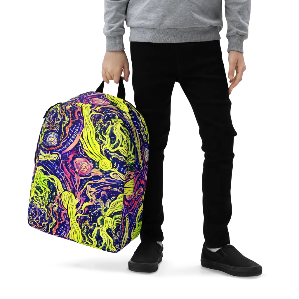 Psychedelic Herbarium on Minimalist Backpack — Zoomed-in