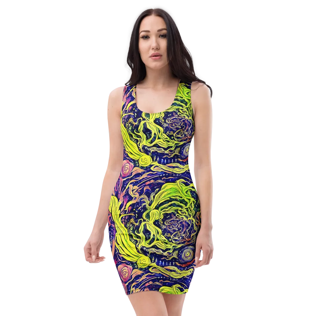 Psychedelic Herbarium on Bodycon Dress — Front