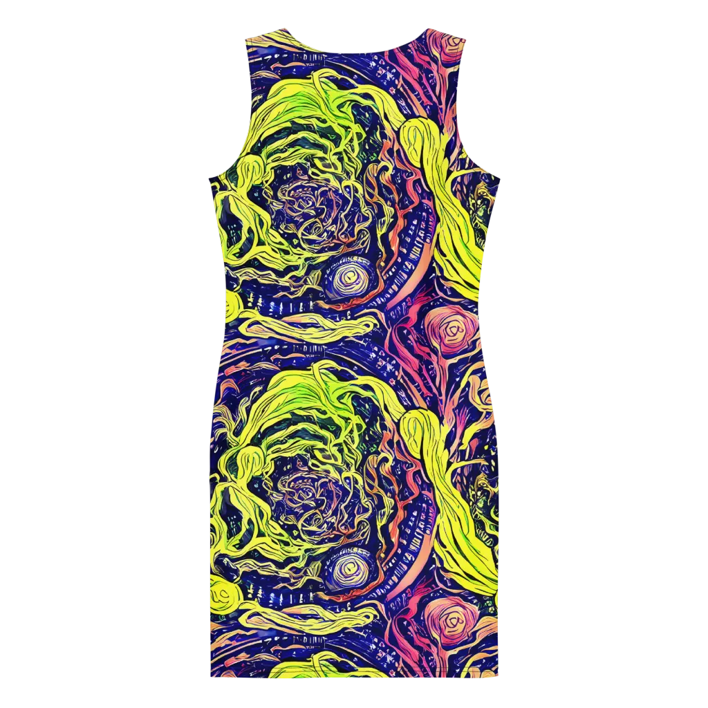 Psychedelic Herbarium on Bodycon Dress — Back