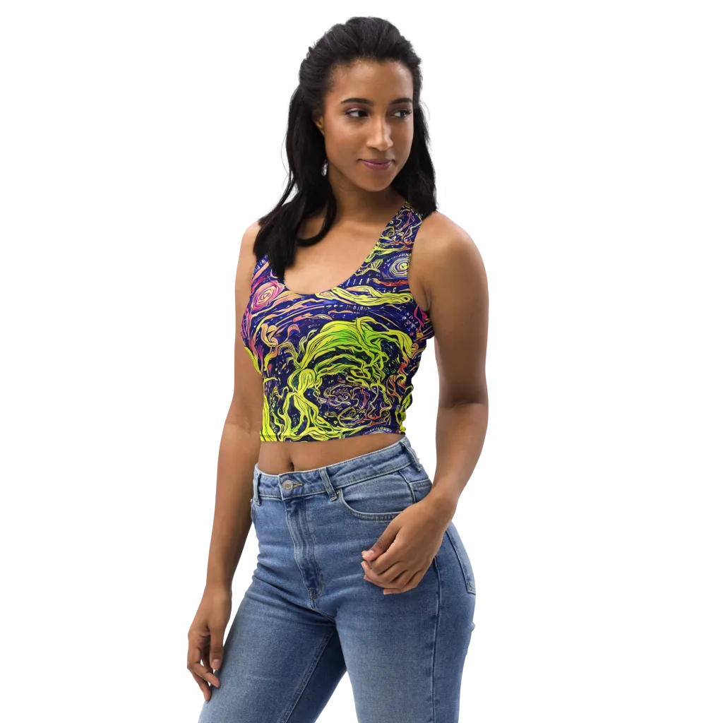 Psychedelic Herbarium on Crop Top — Left Front