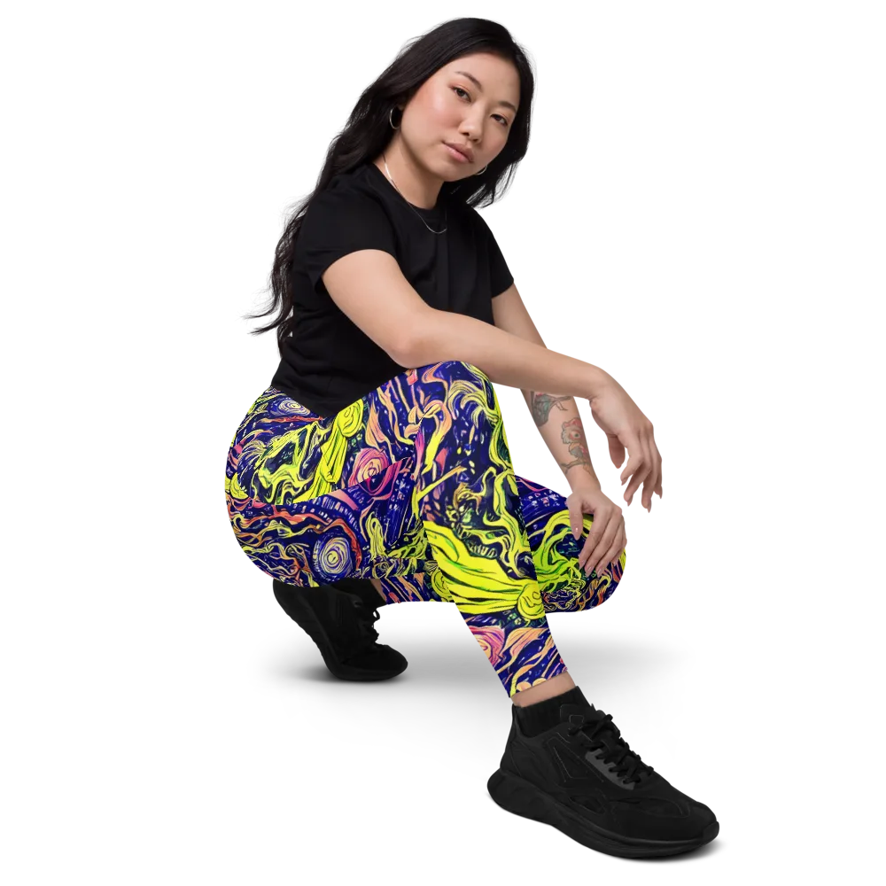 Psychedelic Herbarium on Leggings with Pockets — Right Front