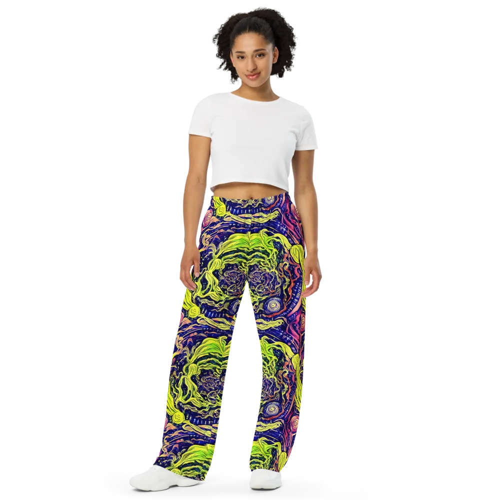 Psychedelic Herbarium on Wide-Leg Pants — Front