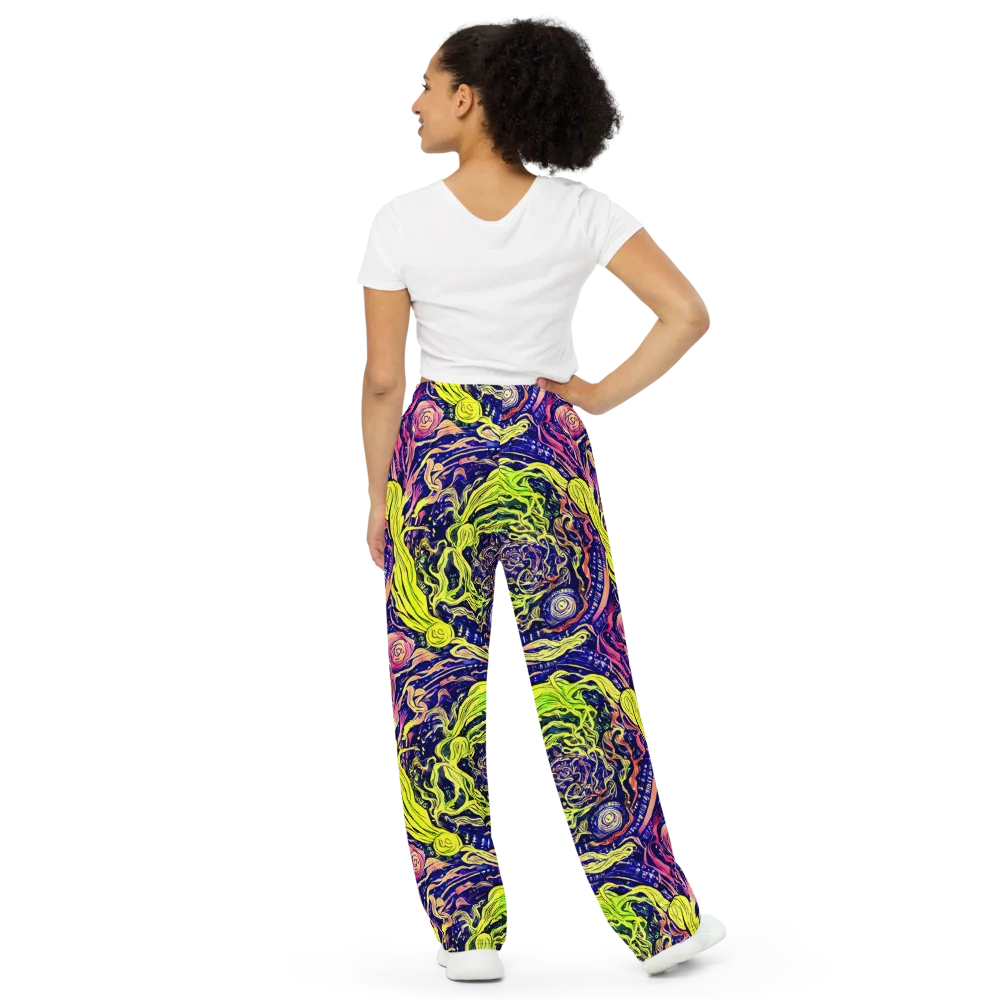 Psychedelic Herbarium on Wide-Leg Pants — Back