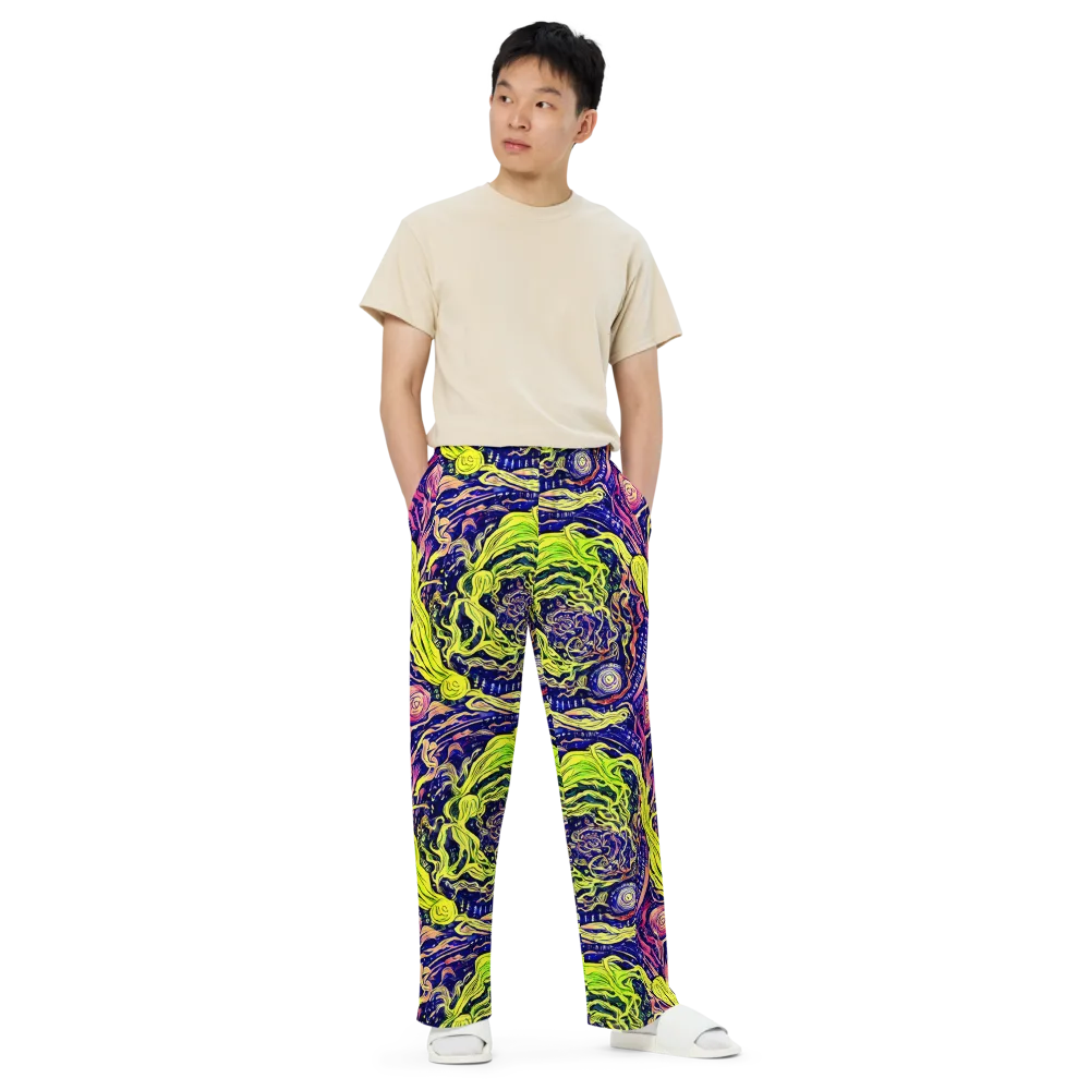 Psychedelic Herbarium on Wide-Leg Pants — Front