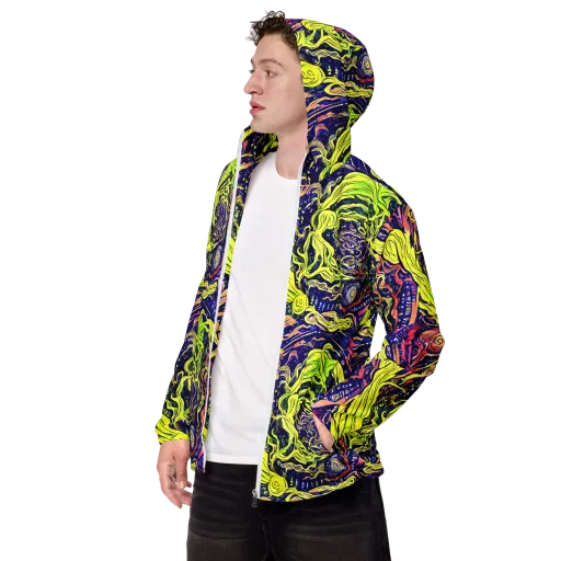 Psychedelic Herbarium on a Men's Windbreaker