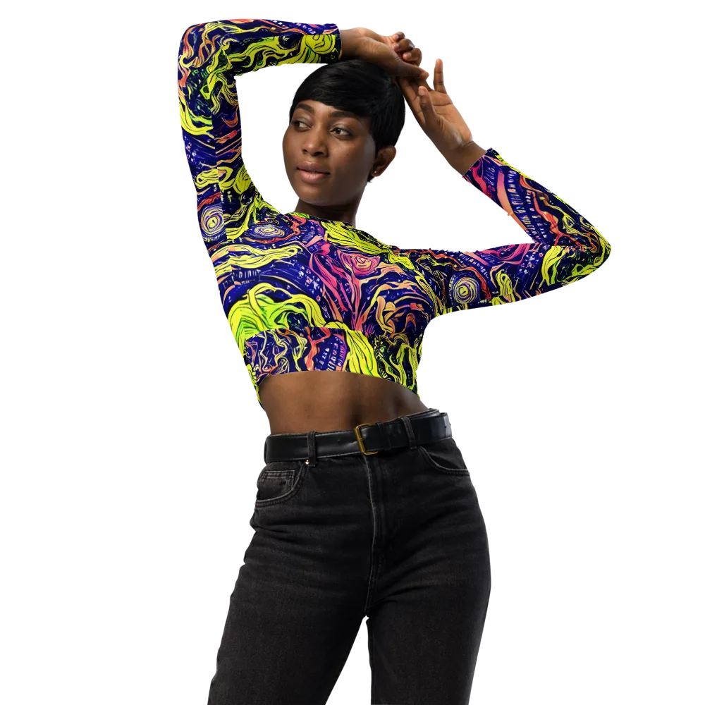 Psychedelic Herbarium on Long Sleeve Crop Top — Front